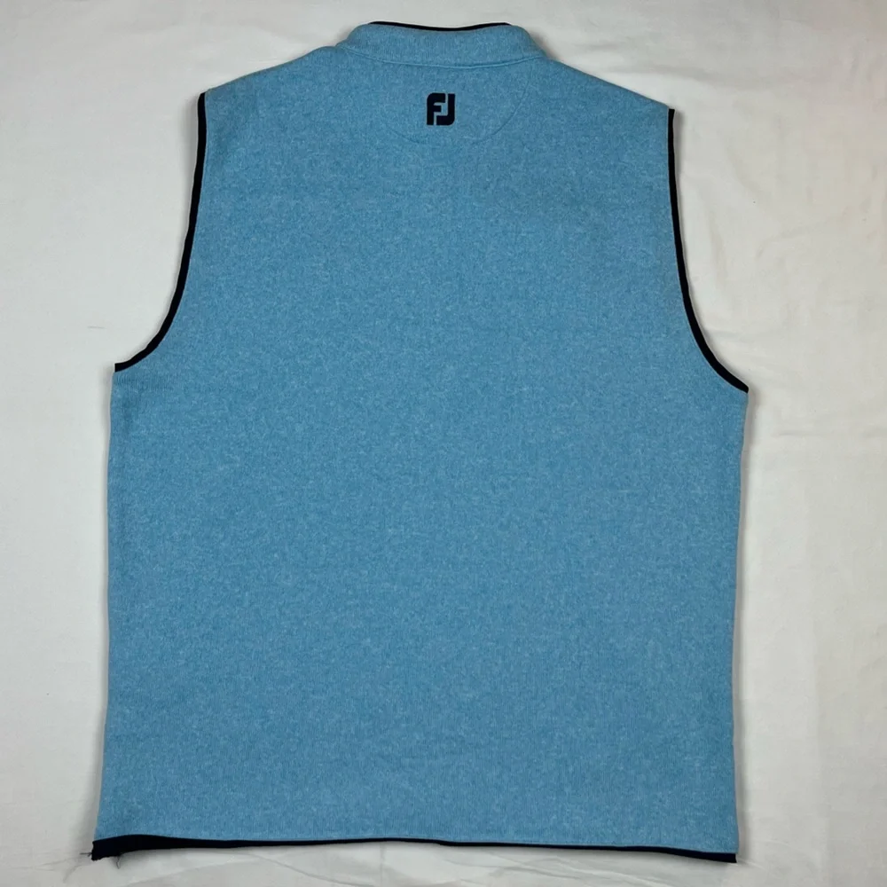 Footjoy Mens Fleece Golf Vest XL Light Baby Blue 1/2 Zip Flap Pocket Pullover B1